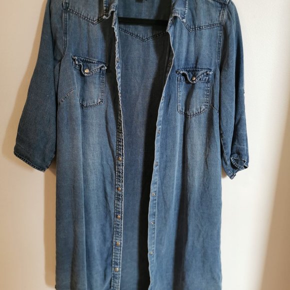 Long Denim-style Top/Dress - Picture 2 of 3